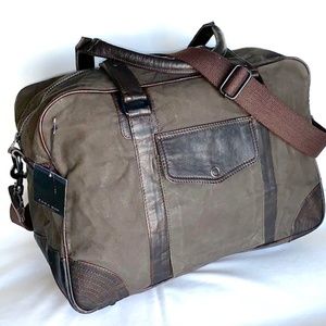 ZARA MAN WEEKENDER BROWN MOSS CANVAS TOTE BAG